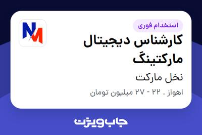 استخدام کارشناس دیجیتال مارکتینگ در نخل مارکت