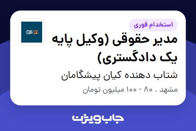 استخدام مدیر حقوقی (وکیل پایه یک دادگستری) در شتاب دهنده کیان پیشگامان