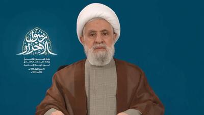  شیخ نعیم قاسم: ایران ۴۷ سال است در برابر سلطه‌پذیری ایستاده است / تفاهم‌نامه ایران با آمریکا باعث کاهش تجاوز های رژیم صهیونیستی به لبنان شد + فیلم