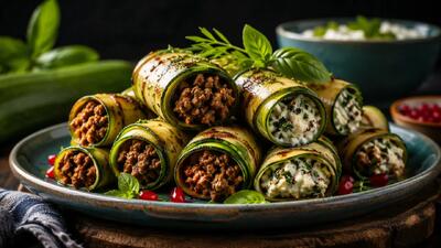 طرز تهیه انواع رول کدو سبز با گوشت و بدون گوشت خوشمزه و مجلسی