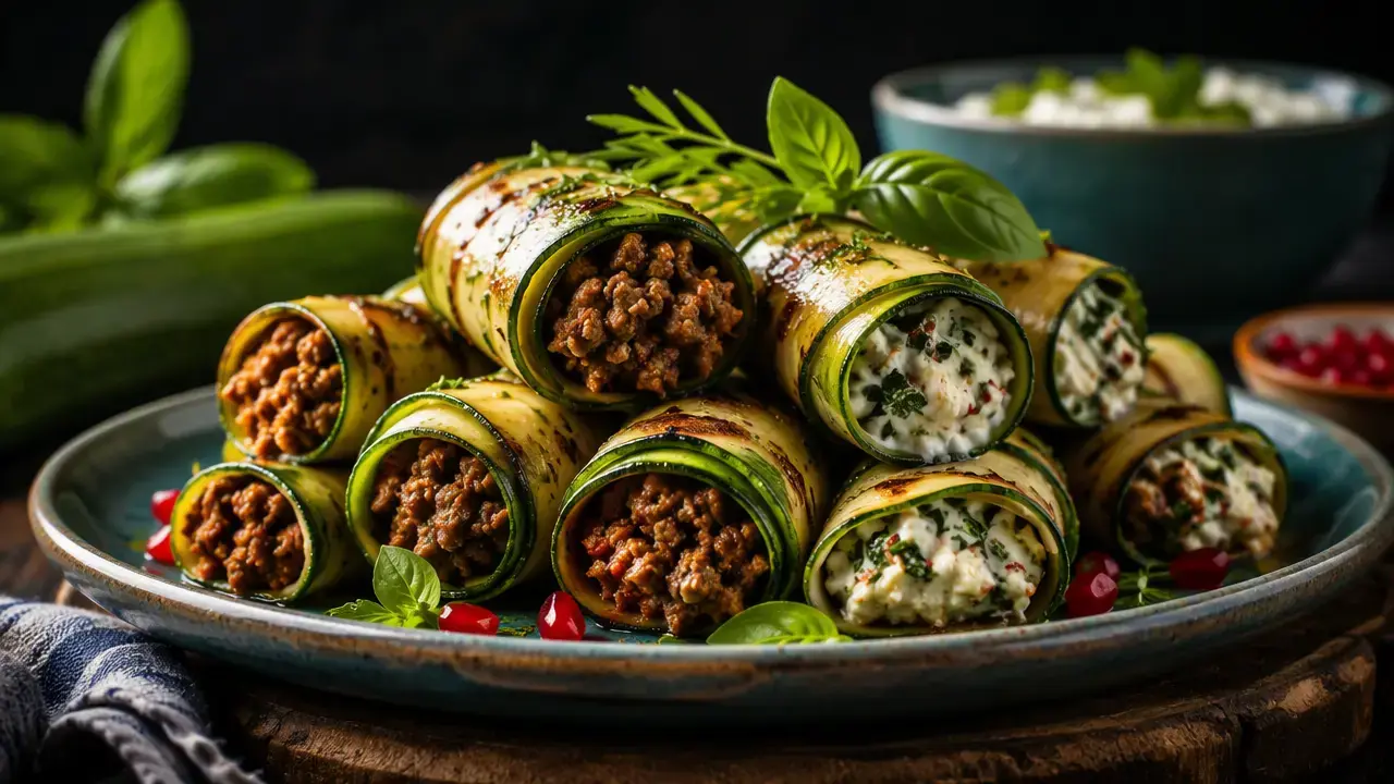 طرز تهیه انواع رول کدو سبز با گوشت و بدون گوشت خوشمزه و مجلسی
