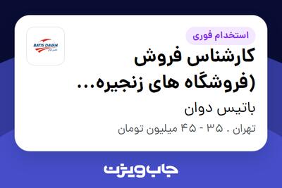 استخدام کارشناس فروش (فروشگاه های زنجیره ای) - خانم در باتیس دوان