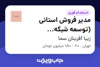 استخدام مدیر فروش استانی (توسعه شبکه نمایندگان) در هولدینگ زیب گروپ