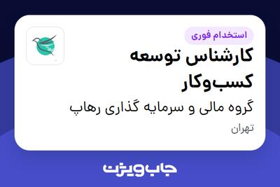 استخدام کارشناس توسعه کسبوکار در گروه مالی و سرمایه گذاری رهاپ