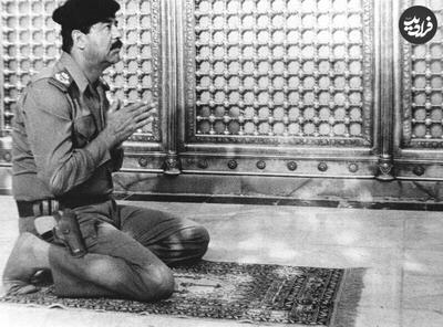 عکس/ صدام در حال نماز خواندن با کلت کمری؛ اواخر دهه ۵۰