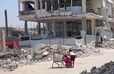 فیلم/ دو کودک فلسطینی در محاصره آتش؛ تلاش برای زنده ماندن