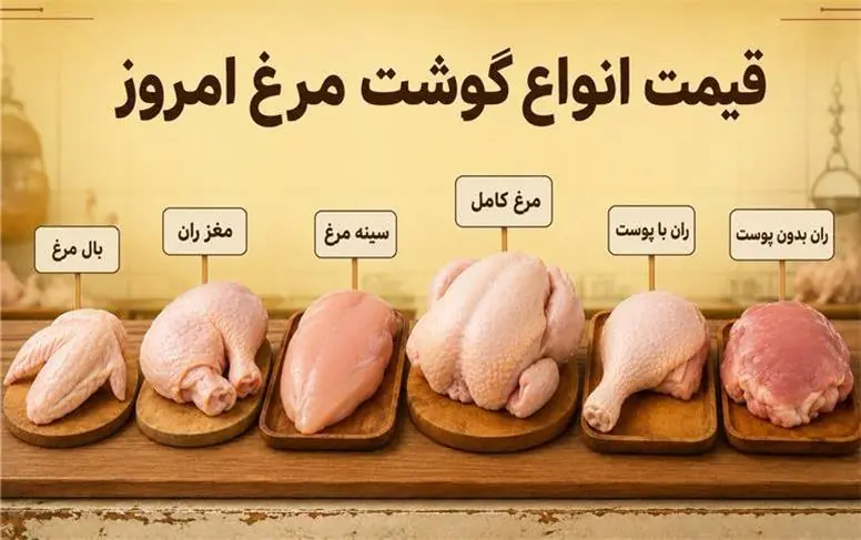 قیمت انواع گوشت مرغ امروز شنبه ۷ شهریور ۱۴۰۵؛ فیله مرغ از یک میلیون تومان عبور کرد!