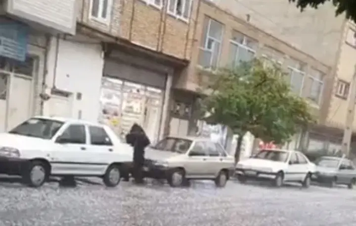 تبریز زیر تگرگ رفت