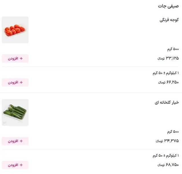 سیب زمینی ۹۲ هزار تومان/ خیار ۶۸ هزار تومان/ ران مرغ ۴۳۰ هزار تومان/ تخممرغ ۵۳۵ هزار تومان