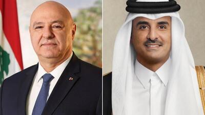  گفت‌وگوی تلفنی امیر قطر و رئیس‌جمهور لبنان