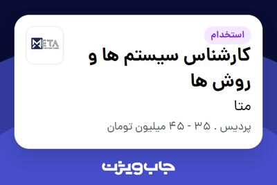 استخدام کارشناس سیستم ها و روش ها در متا