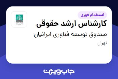  استخدام کارشناس ارشد حقوقی در صندوق توسعه فناوری ایرانیان