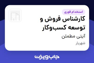  استخدام کارشناس فروش و توسعه کسب‌وکار در آیتی مطمئن