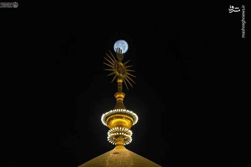  عکس/ ماه کامل ربیع الاول بر فراز حرم امیرالمومنین