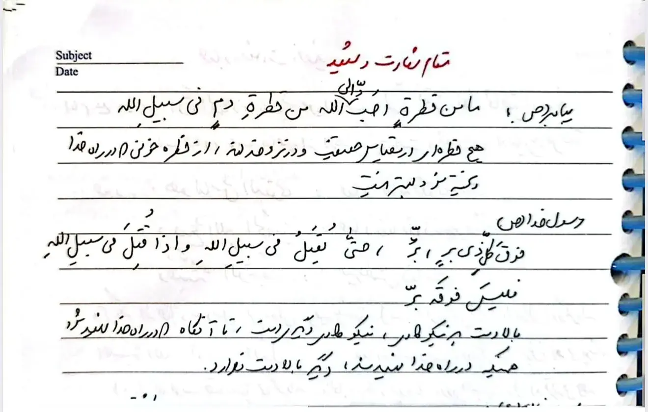 انتشار فیشبرداری شخصی شهیدلاریجانی پیرامون مقام شهید