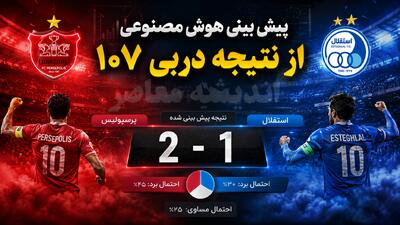  پیش بینی هوش مصنوعی از نتیجه دربی ۱۰۷؛ پرسپولیس می برد یا استقلال؟ نتیجه احتمالی شوکه کننده شد