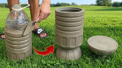  نحوه ساخت گلدان سیمانی برای باغ با بطری پلاستیکی