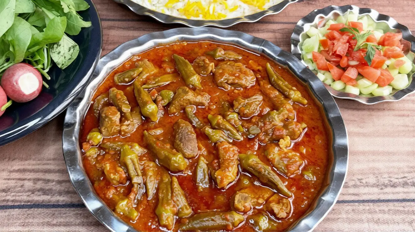 خورشت بامیه اهوازی؛ یه غذای اصیل جنوبی با بامیه های لطیف و سس غلیظ