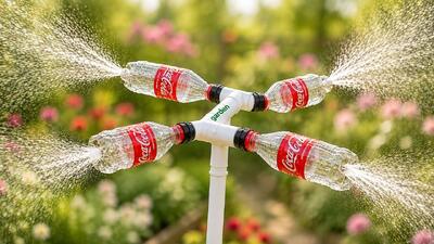 نحوه ساخت آبپاش چرخشی ۳۶۰ درجه با بطری پلاستیکی برای باغ