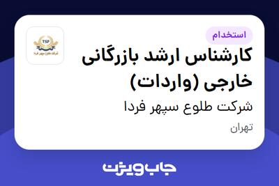  استخدام کارشناس ارشد بازرگانی خارجی (واردات) در شرکت طلوع سپهر فردا