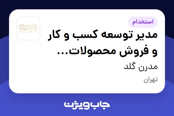 استخدام مدیر توسعه کسب و کار و فروش محصولات لوکس (مسلط به B2B و دیجیتال مارکتینگ) در مدرن گلد