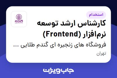 استخدام کارشناس ارشد توسعه نرمافزار (Frontend) در فروشگاه های زنجیره ای گندم طلایی کوروش