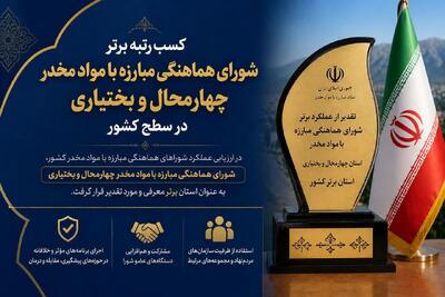 شورای هماهنگی مبارزه با مواد مخدر چهارمحال و بختیاری رتبه برتر کشور را کسب کرد