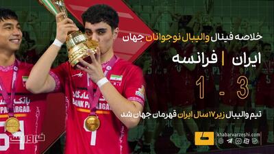 خلاصه فینال والیبال نوجوانان جهان ایران ۳ - فرانسه ۱/ قهرمانی جهان!