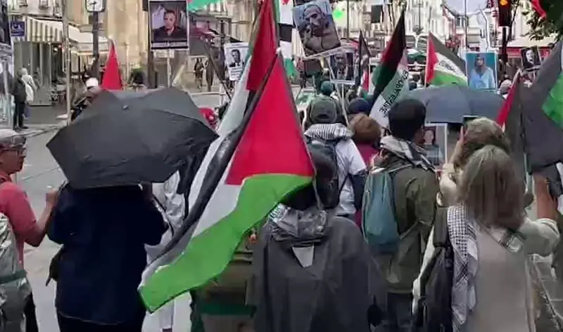 فیلم/ تظاهرات مردم فرانسه در حمایت از فلسطین