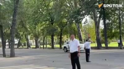 خبرنگار اسپوتنیک تصاویری از عبور کاروان خودروی پوتین از بیشکک را ثبت کرده است