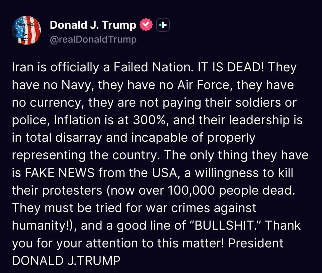  ادعای جدید ترامپ علیه ایران