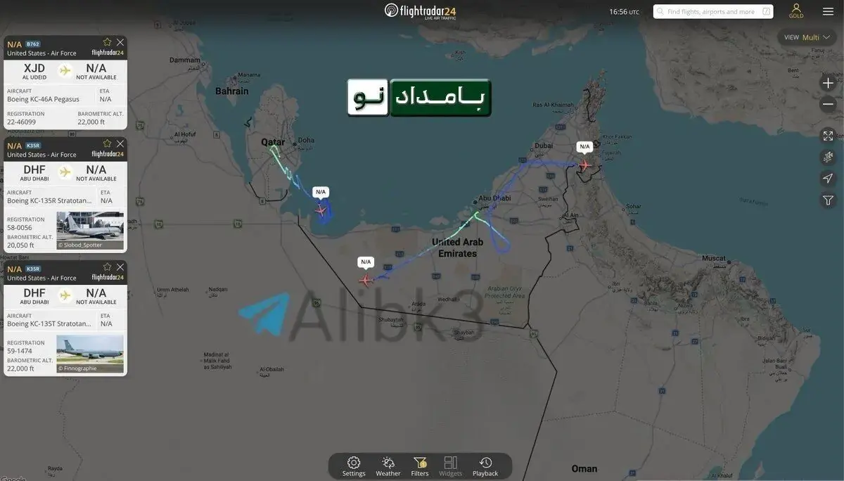  تصویری از مبدا حملات هم‌اکنون آمریکا به ایران