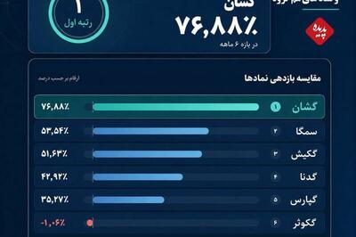 گشان در صدر بازدهی ششماهه همگروهیها؛ بازده ۷۶.۸۸ درصدی در یک سال