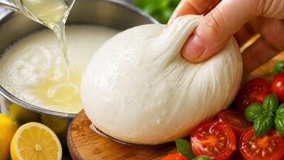 طرز تهیه پنیر موتزارلا در خانه با شیر و لیمو؛ فقط با ۲ ماده اولیه