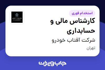  استخدام کارشناس مالی و حسابداری در شرکت آفتاب خودرو