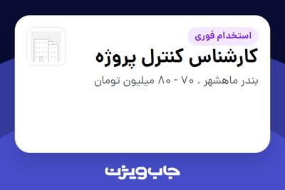  استخدام کارشناس کنترل پروژه - آقا در سازمانی فعال در حوزه نفت، گاز و پتروشیمی