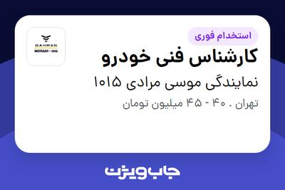 استخدام کارشناس فنی خودرو - آقا در نمایندگی موسی مرادی 1015