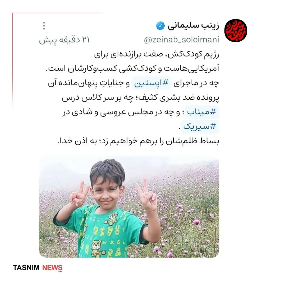 زینب سلیمانی: کودککشی کسبوکار آمریکاییهاست