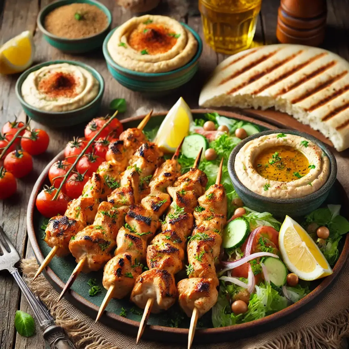  طرز تهیه  کباب لذیذ شیش طاووق عربی با مرغ
