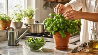 کاشت ریحان در گلدان در خانه؛ آموزش قدم به قدم برای داشتن ریحان تازه و سرسبز