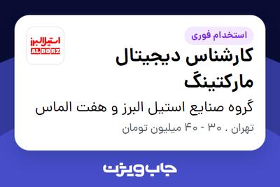  استخدام کارشناس دیجیتال مارکتینگ در گروه صنایع استیل البرز و هفت الماس