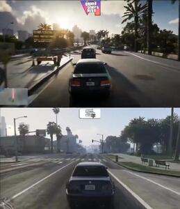  مقایسه گرافیک شهر و ماشین‌ سواری در GTA 6 و V + فیلم