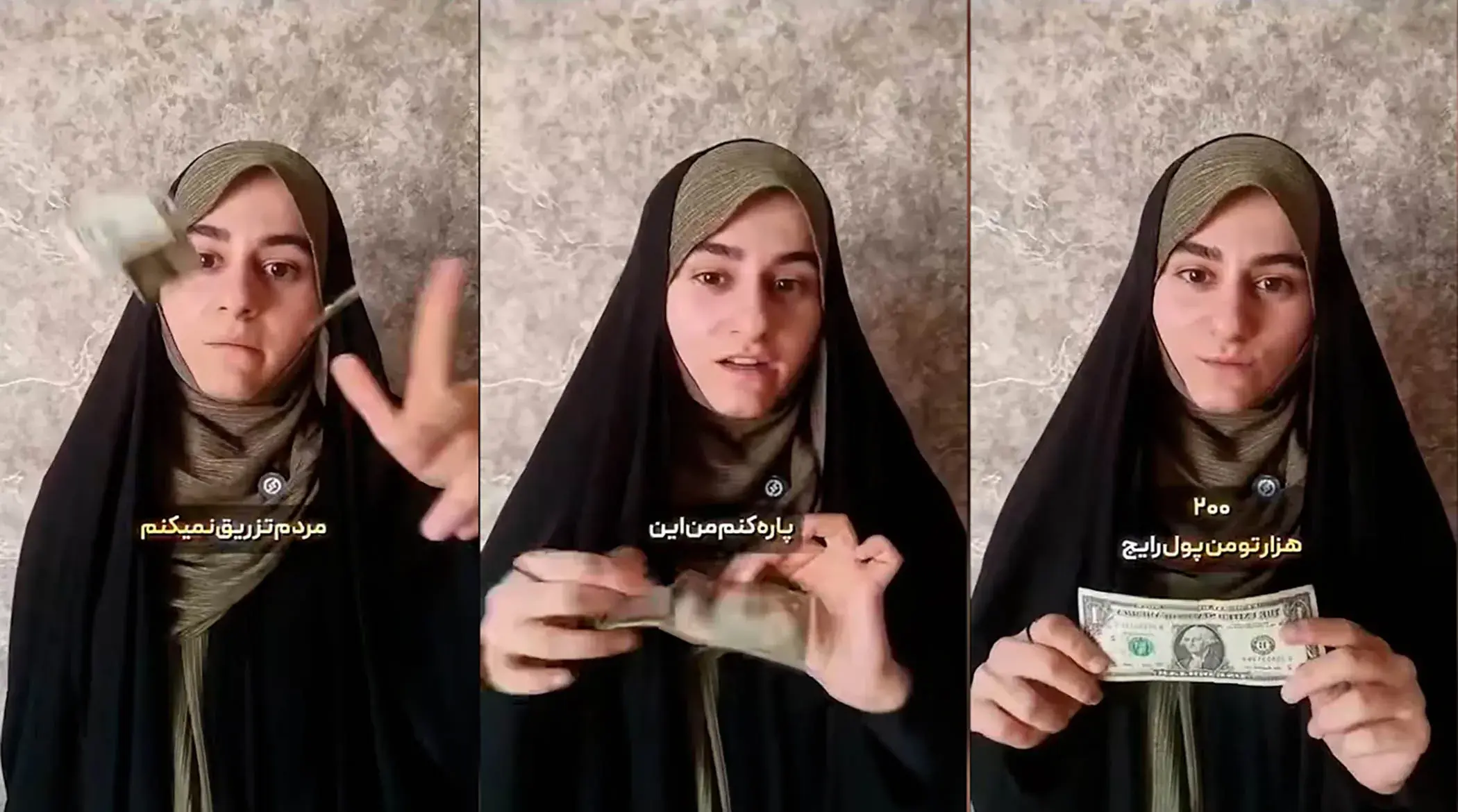 ویدیوی جنجالی آتش زدن دلار توسط دختر سوپرانقلابی