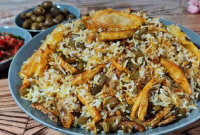 طرز تهیه لوبیا پلو با لوبیا سبز و مرغ ریش ریش؛ دستور پخت خوشمزه و مجلسی