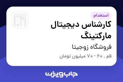 استخدام کارشناس دیجیتال مارکتینگ - خانم در فروشگاه زوجیتا