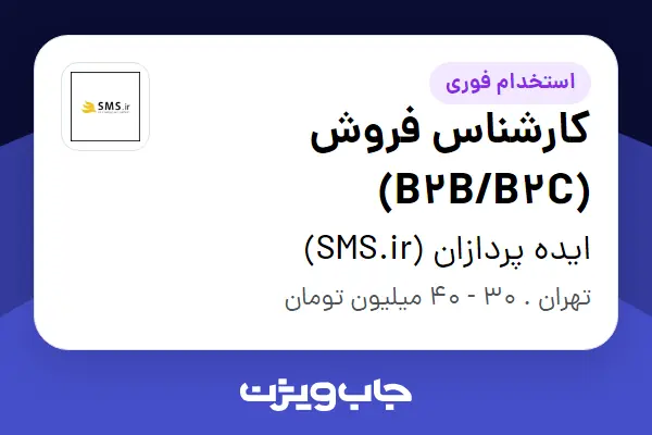  استخدام کارشناس فروش (B2B/B2C) در ایده پردازان (SMS.ir)