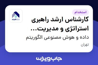 استخدام کارشناس ارشد راهبری استراتژی و مدیریت عملکرد در داده و هوش مصنوعی الگوریتم