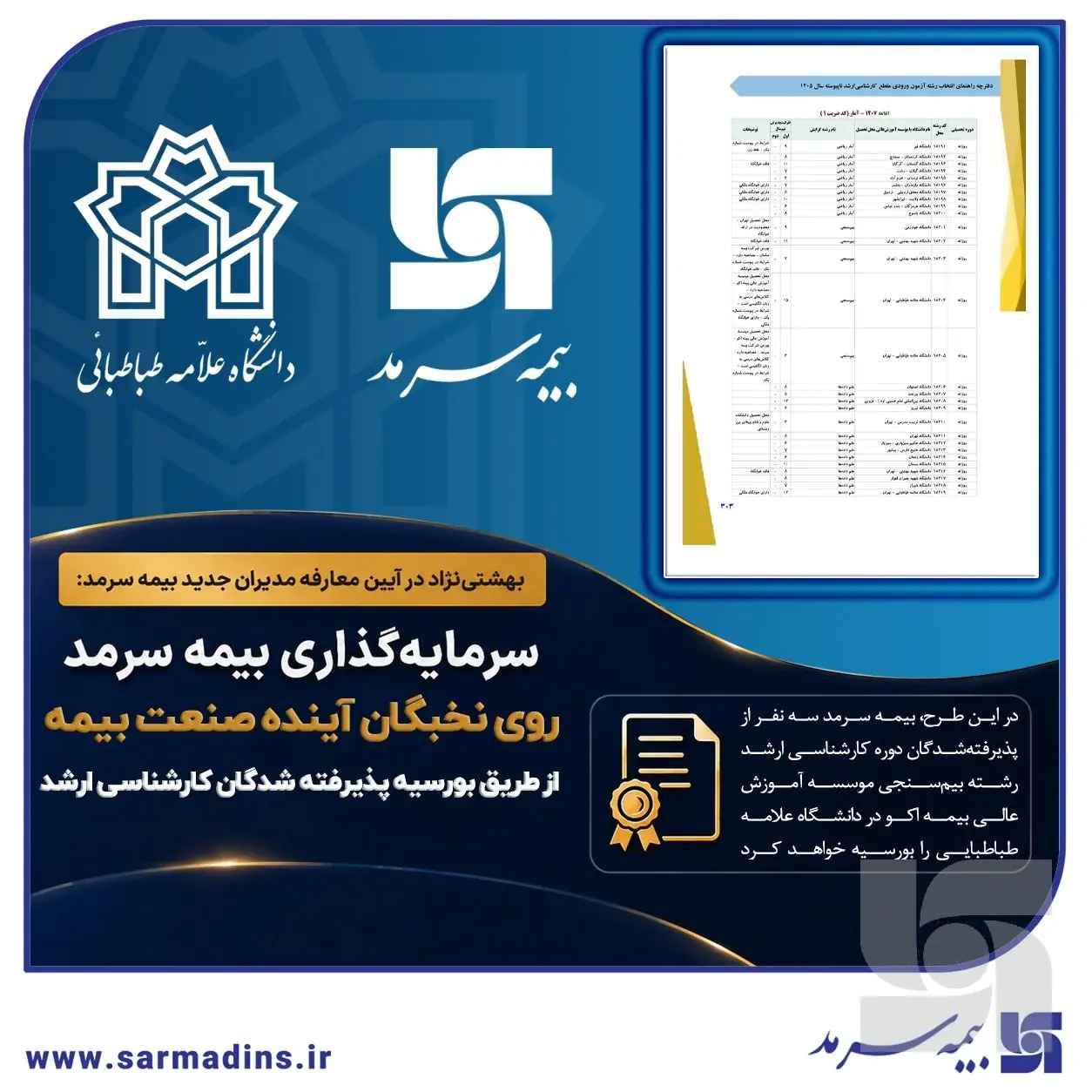 بورسیه پذیرفتهشدگان دوره کارشناسی ارشد رشته بیمسنجی در آزمون سراسری
