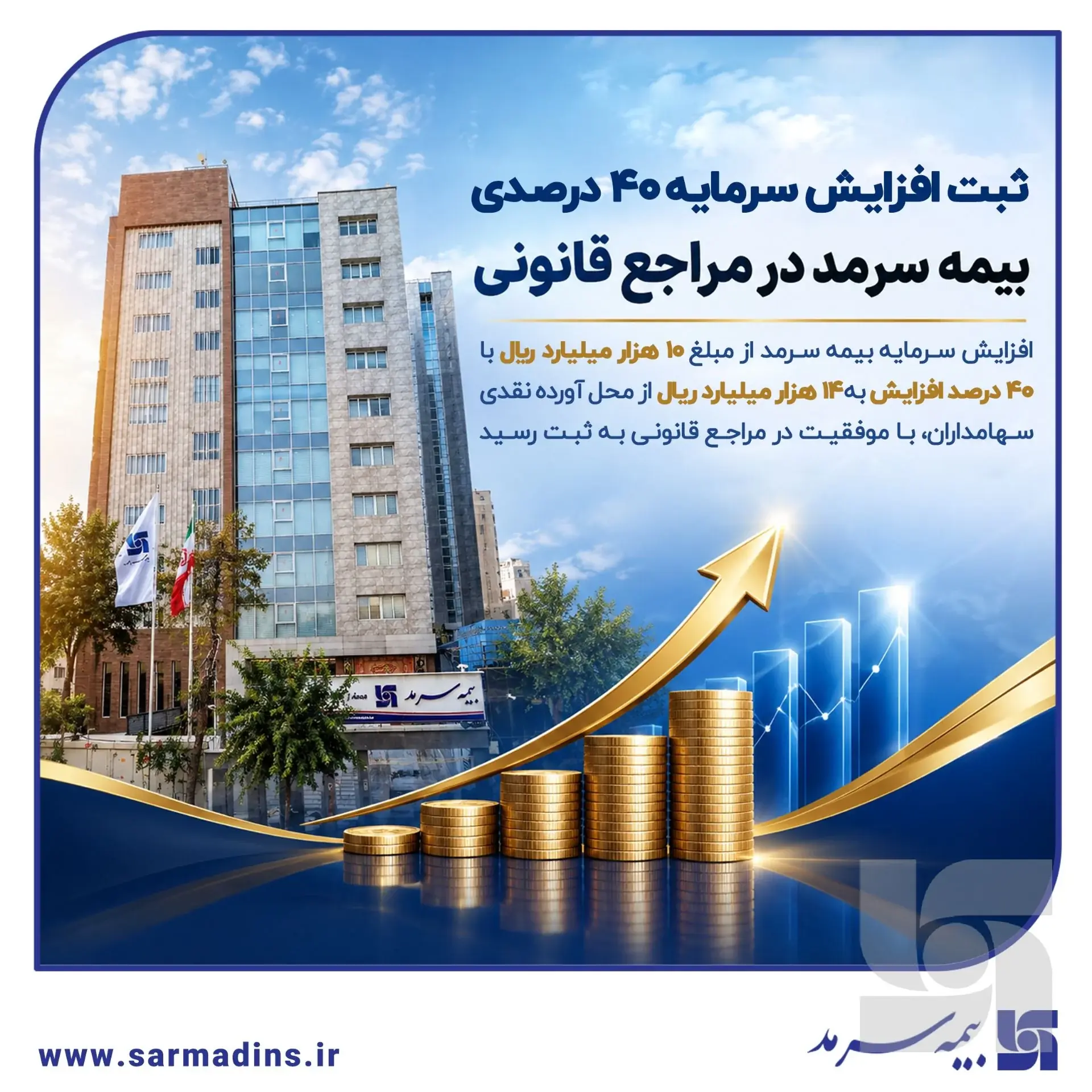ثبت افزایش سرمایه ۴۰ درصدی بیمه سرمد در مراجع قانونی