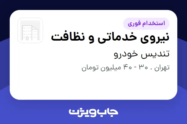  استخدام نیروی خدماتی و نظافت - آقا در تندیس خودرو
